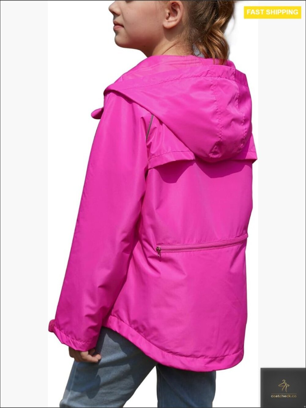 Sported Rain Jacket Waterproof Packable Lined Running Cycling Reflective Hooded